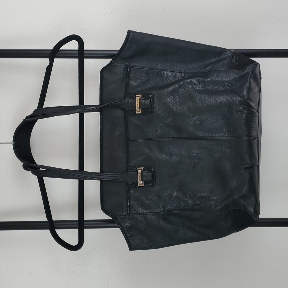 Coach Taylor Leather Tote Black Purse Bag F 25941 zip top - Picture 6 of 13